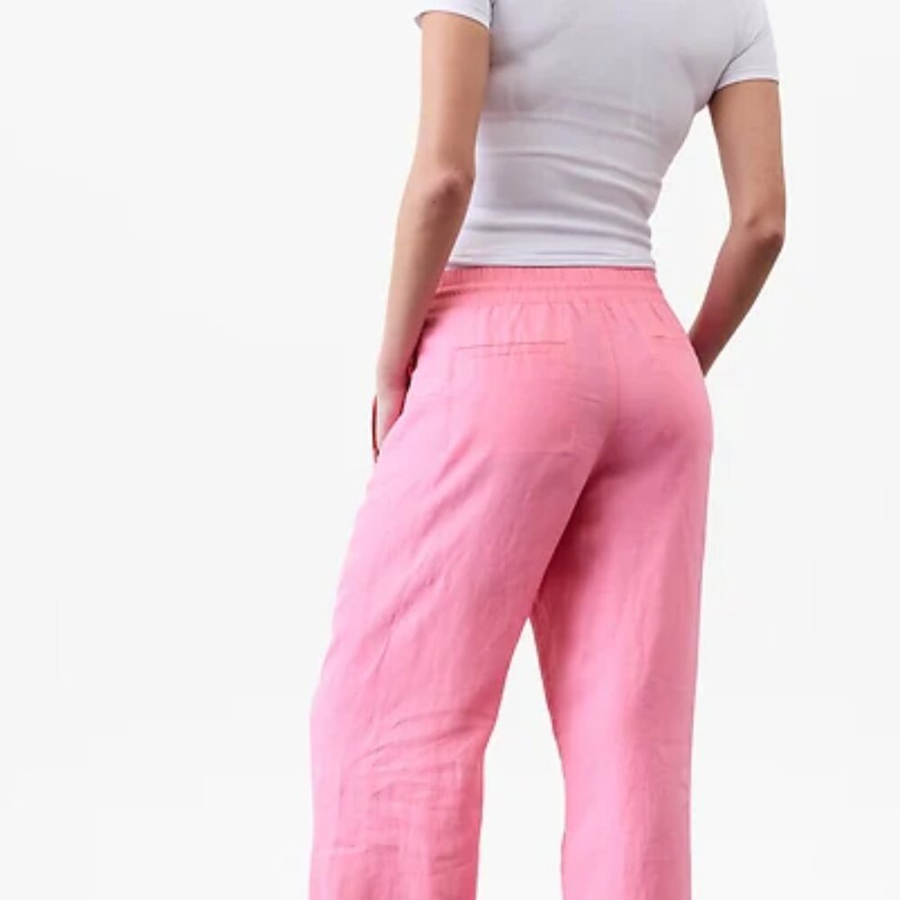 Athleta Retreat Linen Wide-Leg Pants in Pink - Size 4 Petite